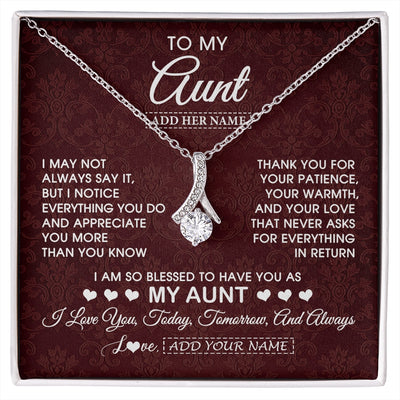 Alluring Beauty Necklace 14K White Gold Finish | 1 | Personalized To My Aunt Gifts From Niece Nephew Necklace Meaningful Jewelry Pendant Gifts For Aunt Mothers Day Birthday Christmas Custom Gift Box Message Card | https://siriusteestore.