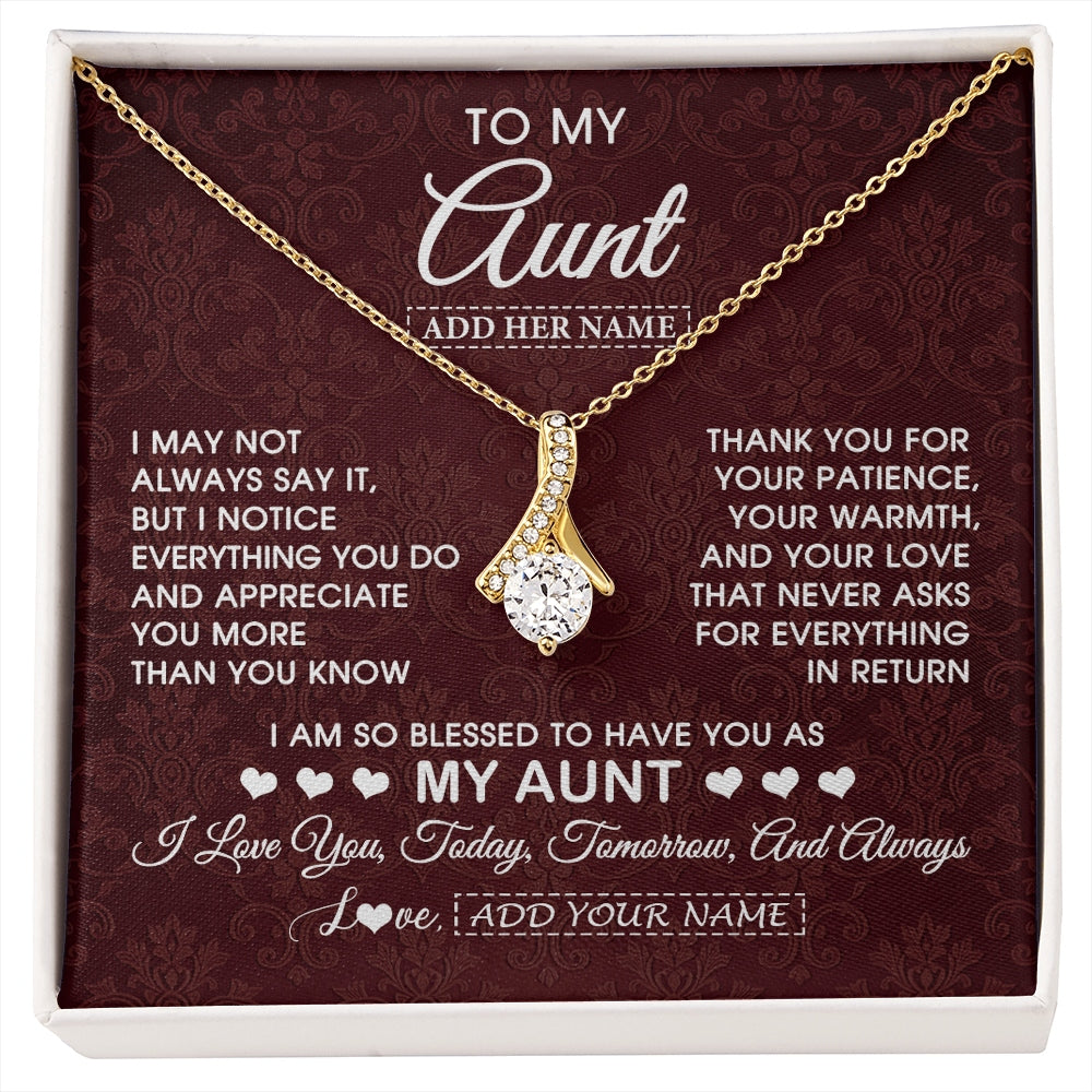 Alluring Beauty Necklace 18K Yellow Gold Finish | 1 | Personalized To My Aunt Gifts From Niece Nephew Necklace Meaningful Jewelry Pendant Gifts For Aunt Mothers Day Birthday Christmas Custom Gift Box Message Card | https://siriusteestore.