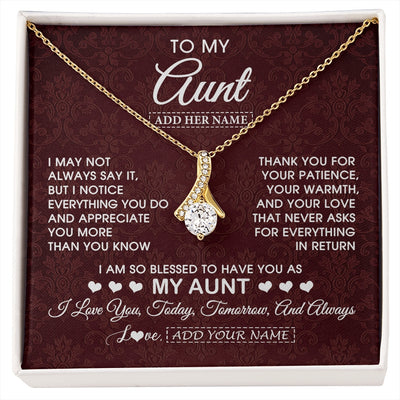 Alluring Beauty Necklace 18K Yellow Gold Finish | 1 | Personalized To My Aunt Gifts From Niece Nephew Necklace Meaningful Jewelry Pendant Gifts For Aunt Mothers Day Birthday Christmas Custom Gift Box Message Card | https://siriusteestore.