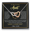 Interlocking Hearts Necklace Stainless Steel & Rose Gold Finish | 1 | Personalized To My Aunt Gifts Necklace From Niece Nephew Grateful Thank You Aunt Birthday Gifts Mothers Day Christmas Jewelry Customized Gift Box Message Card | siriusteestore