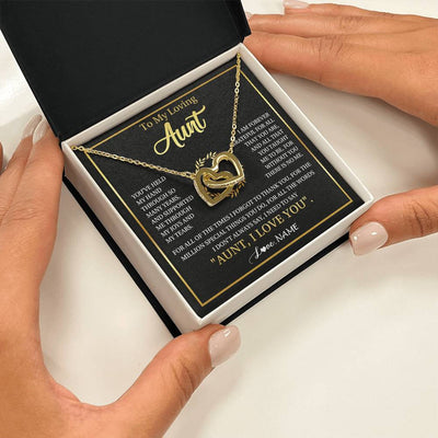Interlocking Hearts Necklace 18K Yellow Gold Finish | 2 | Personalized To My Aunt Gifts Necklace From Niece Nephew Grateful Thank You Aunt Birthday Gifts Mothers Day Christmas Jewelry Customized Gift Box Message Card | siriusteestore