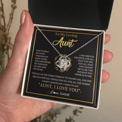 Love Knot Necklace 14K White Gold Finish | 2 | Personalized To My Aunt Gifts Necklace From Niece Nephew Grateful Thank You Aunt Birthday Gifts Mothers Day Christmas Jewelry Customized Gift Box Message Card | siriusteestore