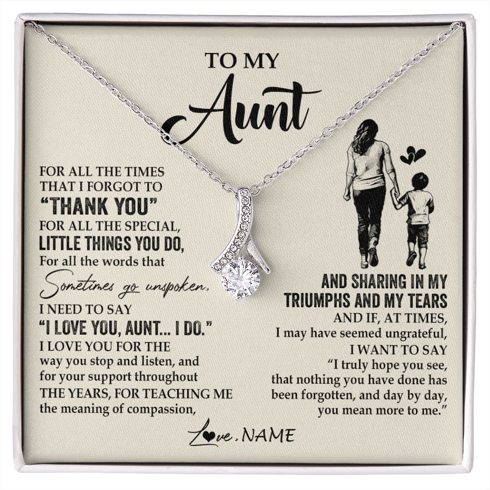 Alluring Beauty Necklace 14K White Gold Finish | 1 | Personalized To My Aunt Necklace From Nephew For All The Times That I Forgot To Thank You Aunt Birthday Mothers Day Christmas Customized Gift Box Message Card | siriusteestore