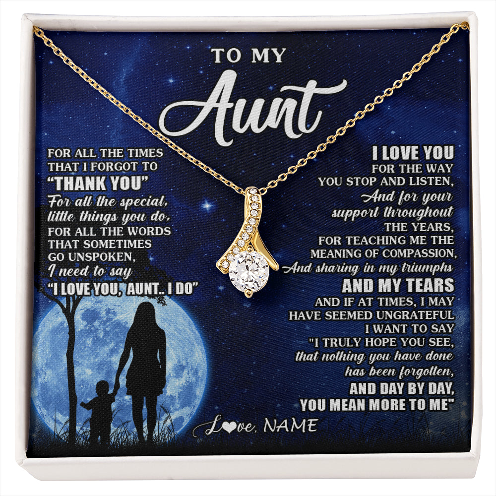 Alluring Beauty Necklace 18K Yellow Gold Finish | 1 | Personalized To My Aunt Necklace From Nephew Niece Thank You Grateful Love Aunt Birthday Mothers Day Thanksgiving Christmas Customized Gift Box Message Card | siriusteestore
