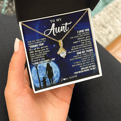 Alluring Beauty Necklace 18K Yellow Gold Finish | 2 | Personalized To My Aunt Necklace From Nephew Niece Thank You Grateful Love Aunt Birthday Mothers Day Thanksgiving Christmas Customized Gift Box Message Card | siriusteestore