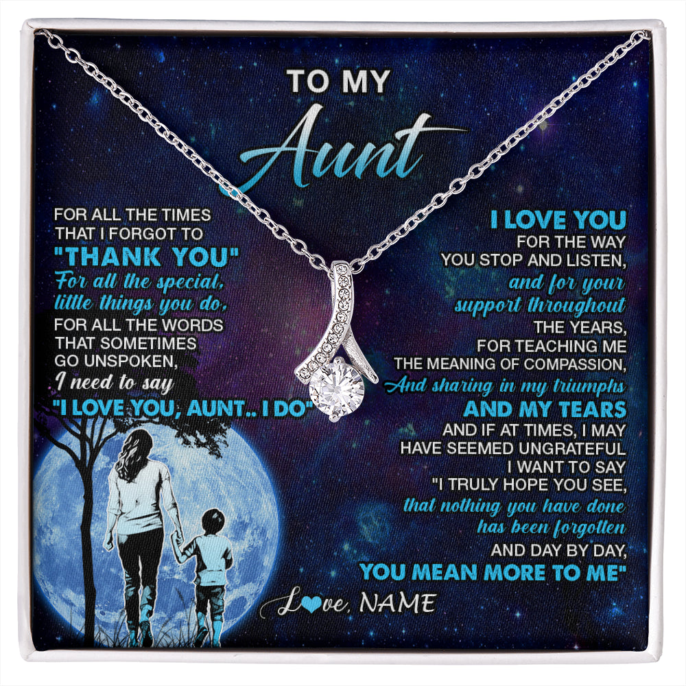 Alluring Beauty Necklace 14K White Gold Finish | 1 | Personalized To My Aunt Necklace From Nephew Thank You Day By Day Aunt Birthday Gifts Mothers Day Christmas Customized Gift Box Message Card | siriusteestore
