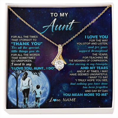 Alluring Beauty Necklace 18K Yellow Gold Finish | 1 | Personalized To My Aunt Necklace From Nephew Thank You Day By Day Aunt Birthday Gifts Mothers Day Christmas Customized Gift Box Message Card | siriusteestore