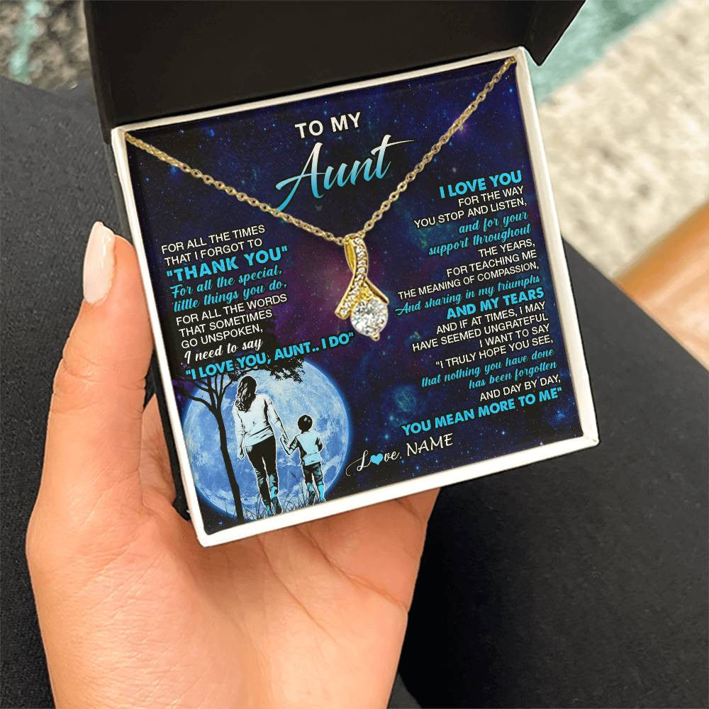 Alluring Beauty Necklace 18K Yellow Gold Finish | 2 | Personalized To My Aunt Necklace From Nephew Thank You Day By Day Aunt Birthday Gifts Mothers Day Christmas Customized Gift Box Message Card | siriusteestore