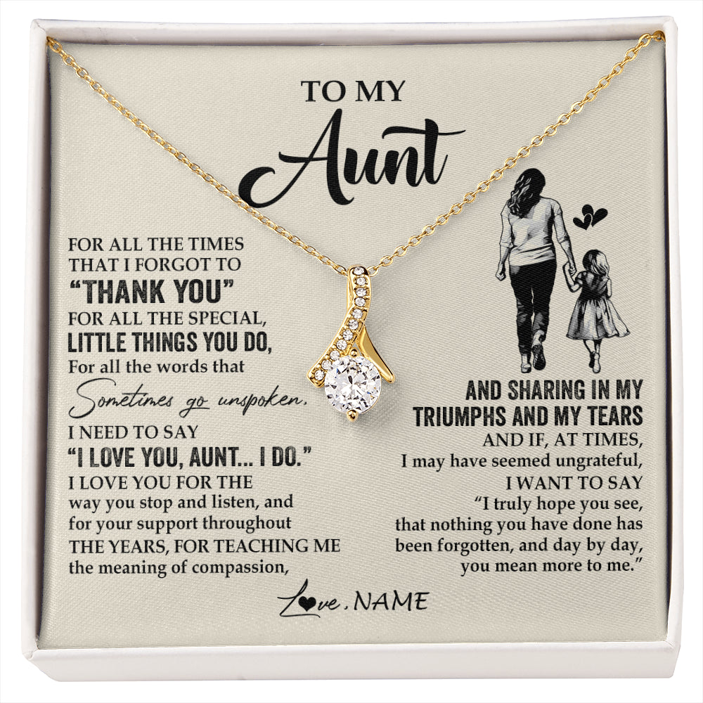 Alluring Beauty Necklace 18K Yellow Gold Finish | 1 | Personalized To My Aunt Necklace From Niece For All The Times That I Forgot To Thank You Aunt Birthday Mothers Day Christmas Customized Gift Box Message Card | siriusteestore