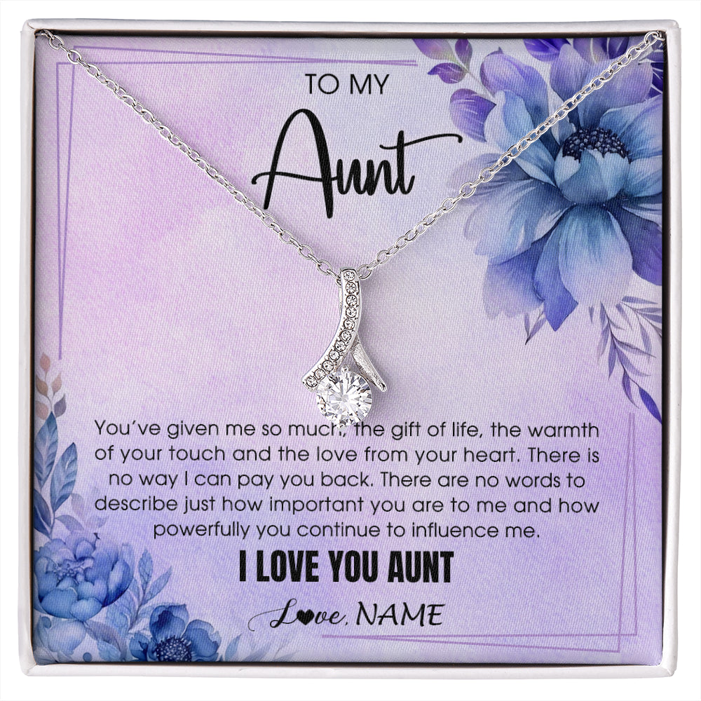 Alluring Beauty Necklace 14K White Gold Finish | 1 | Personalized To My Aunt Necklace From Niece Nephew I Love You Aunt Birthday Gifts Mothers Day Thanksgiving Christmas Jewelry Customized Gift Box Message Card | siriusteestore