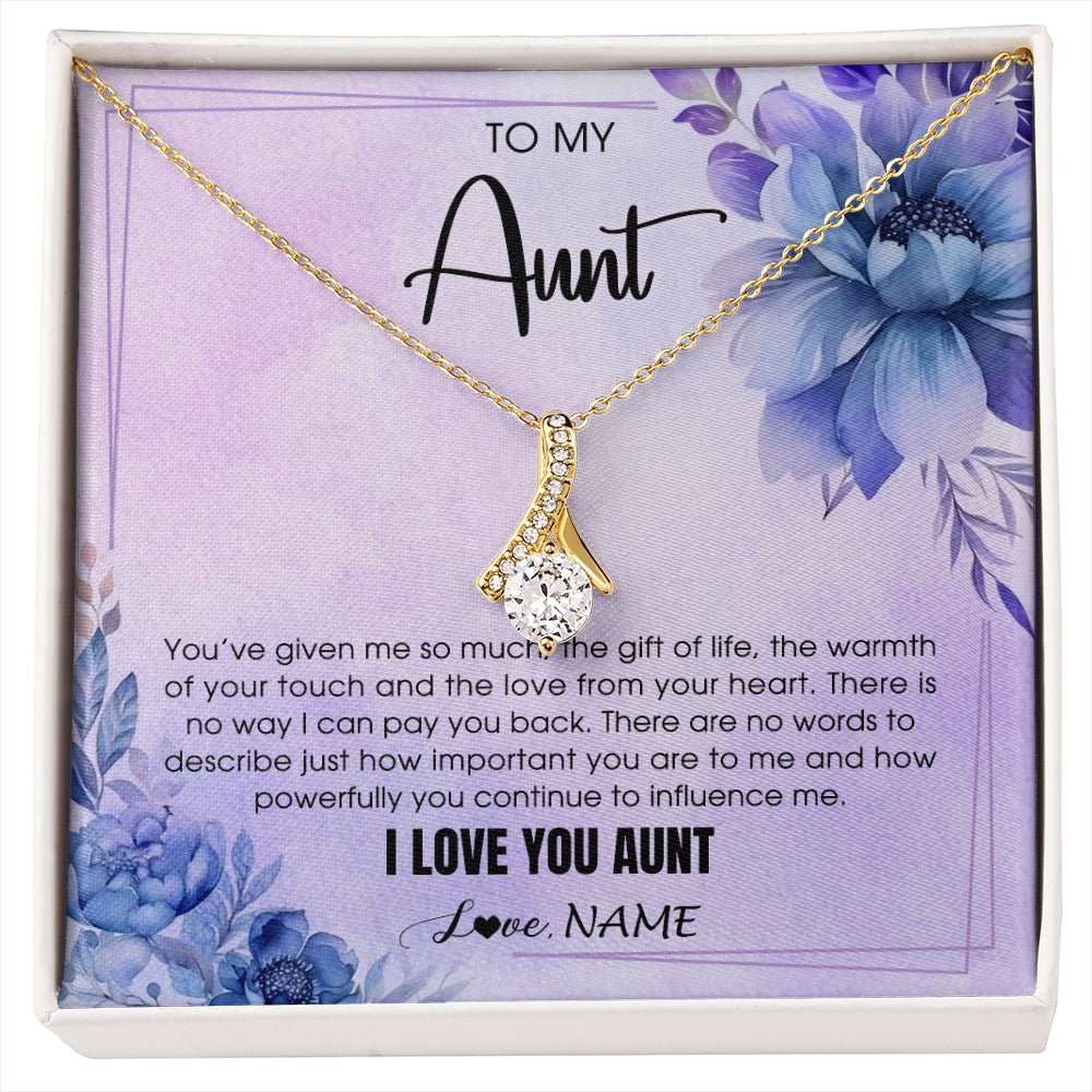 Alluring Beauty Necklace 18K Yellow Gold Finish | 1 | Personalized To My Aunt Necklace From Niece Nephew I Love You Aunt Birthday Gifts Mothers Day Thanksgiving Christmas Jewelry Customized Gift Box Message Card | siriusteestore