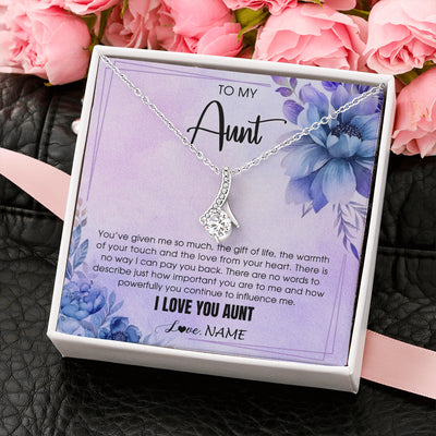 Alluring Beauty Necklace 14K White Gold Finish | 2 | Personalized To My Aunt Necklace From Niece Nephew I Love You Aunt Birthday Gifts Mothers Day Thanksgiving Christmas Jewelry Customized Gift Box Message Card | siriusteestore