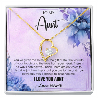 Forever Love Necklace 18K Yellow Gold Finish | 1 | Personalized To My Aunt Necklace From Niece Nephew I Love You Aunt Birthday Gifts Mothers Day Thanksgiving Christmas Jewelry Customized Gift Box Message Card | siriusteestore