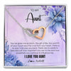 Interlocking Hearts Necklace Stainless Steel & Rose Gold Finish | 1 | Personalized To My Aunt Necklace From Niece Nephew I Love You Aunt Birthday Gifts Mothers Day Thanksgiving Christmas Jewelry Customized Gift Box Message Card | siriusteestore