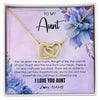 Interlocking Hearts Necklace 18K Yellow Gold Finish | 1 | Personalized To My Aunt Necklace From Niece Nephew I Love You Aunt Birthday Gifts Mothers Day Thanksgiving Christmas Jewelry Customized Gift Box Message Card | siriusteestore