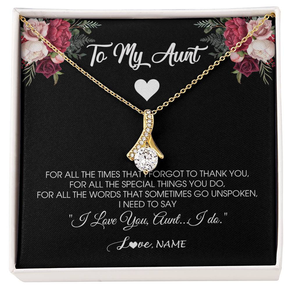 Alluring Beauty Necklace 18K Yellow Gold Finish | Personalized To My Aunt Necklace From Niece Nephew I Need To Say I Love You Aunt Jewelry Birthday Mothers Day Christmas Customized Message Card | siriusteestore