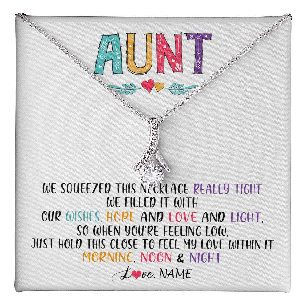 Alluring Beauty Necklace 14K White Gold Finish | 1 | Personalized To My Aunt Necklace From Niece Nephew We Squeezed This Necklace Aunt Birthday Mothers Day Christmas Jewelry Customized Gift Box Message Card | siriusteestore