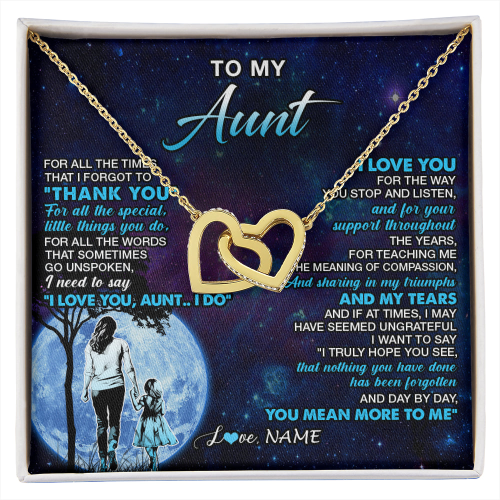Interlocking Hearts Necklace 18K Yellow Gold Finish | 1 | Personalized To My Aunt Necklace From Niece Thank You Day By Day Aunt Birthday Gifts Mothers Day Christmas Customized Gift Box Message Card | siriusteestore