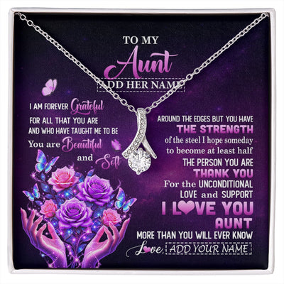 Alluring Beauty Necklace 14K White Gold Finish | 1 | Personalized To My Aunt Necklace From Niece Thank You For Love Butterfly Aunt Birthday Mothers Day Thanksgiving Christmas Custom Gift Box Message Card | https://siriusteestore.