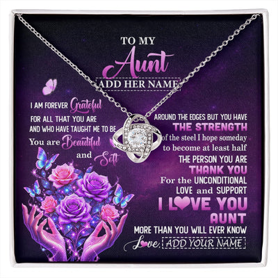 Love Knot Necklace 14K White Gold Finish | 1 | Personalized To My Aunt Necklace From Niece Thank You For Love Butterfly Aunt Birthday Mothers Day Thanksgiving Christmas Custom Gift Box Message Card | https://siriusteestore.