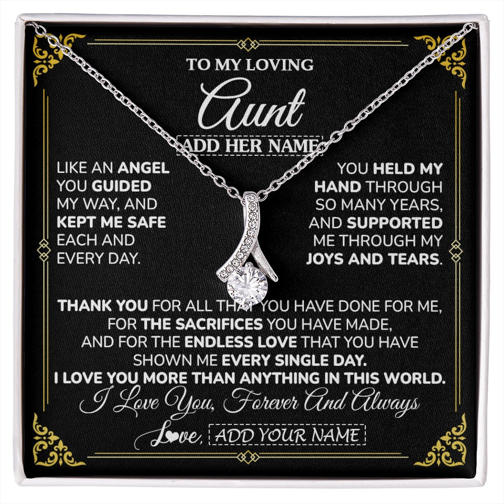Alluring Beauty Necklace 14K White Gold Finish | 1 | Personalized To My Aunt Necklace Gifts Meaningful Gift To Aunt From Niece Without You There Is No Me Mothers Day Birthday Custom Gift Box Message Card | https://siriusteestore.