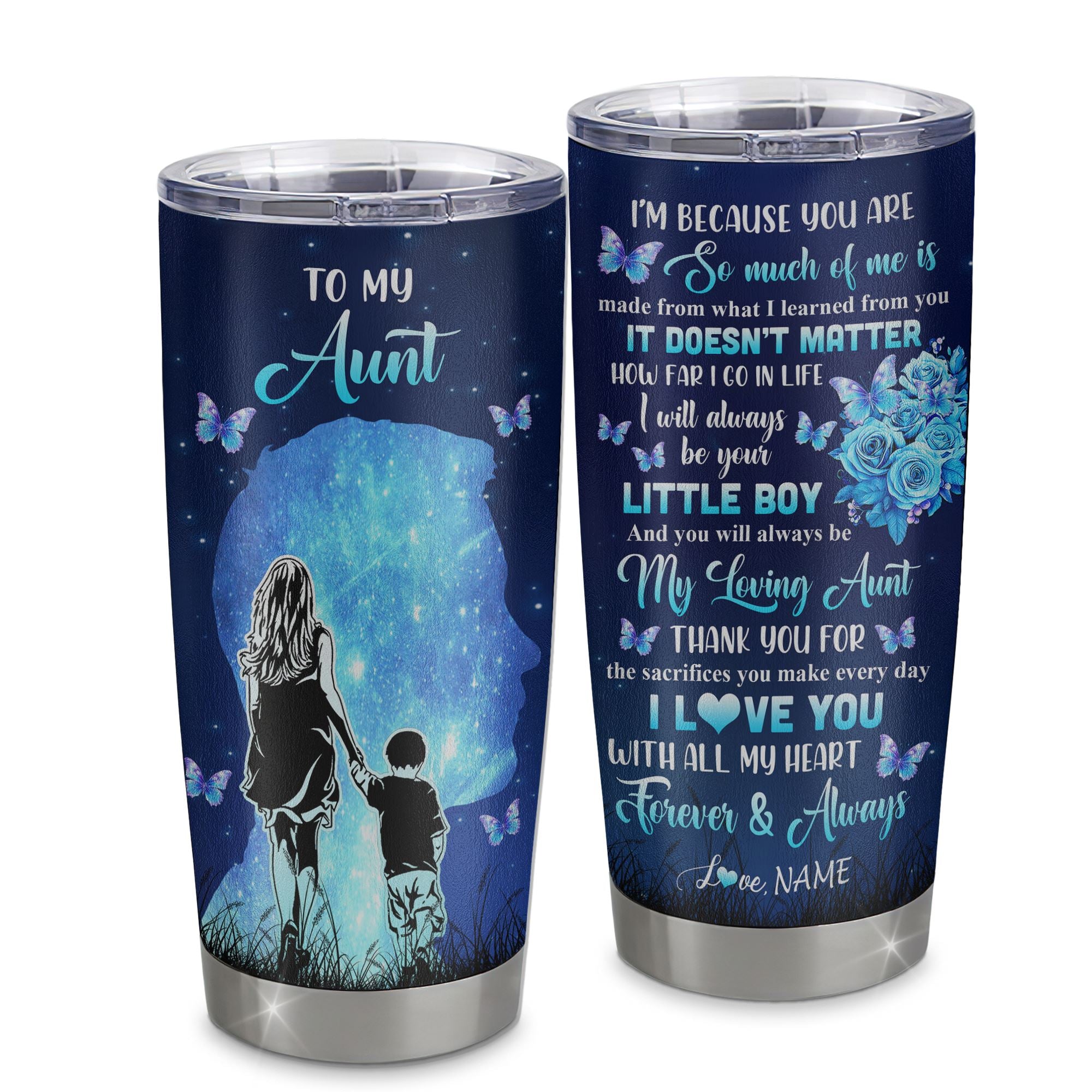Vprintes Best Aunt Ever Tumbler - 20oz Stainless Steel Travel Mug with