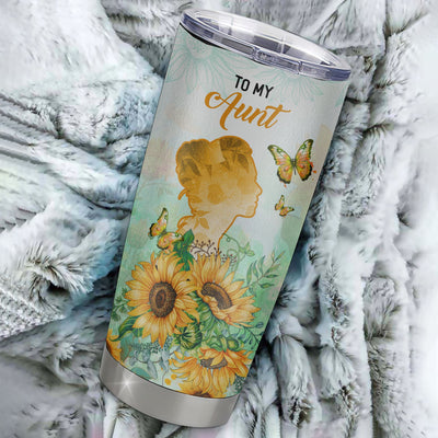 Personalized To My Aunt Tumbler From Niece Nephew Stainless Steel Cup Sunflower Forever Grateful Aunt Gift Birthday Mothers Day Christmas Travel Mug | siriusteestore