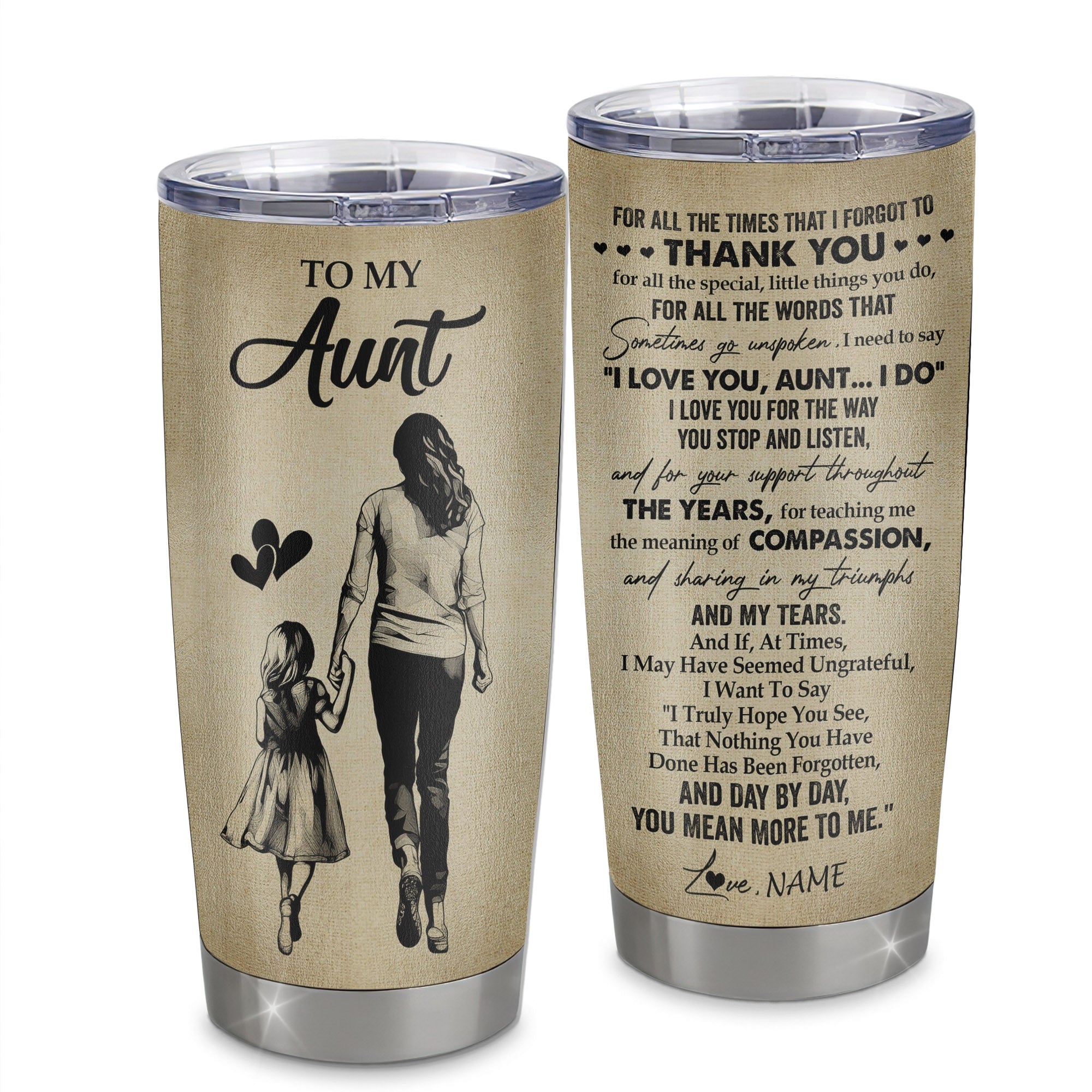 Personalized To My Aunt Tumbler From Niece Stainless Steel Cup For All The Times That I Forgot To Thank You Aunt Birthday Mothers Day Christmas Travel Mug | siriusteestore