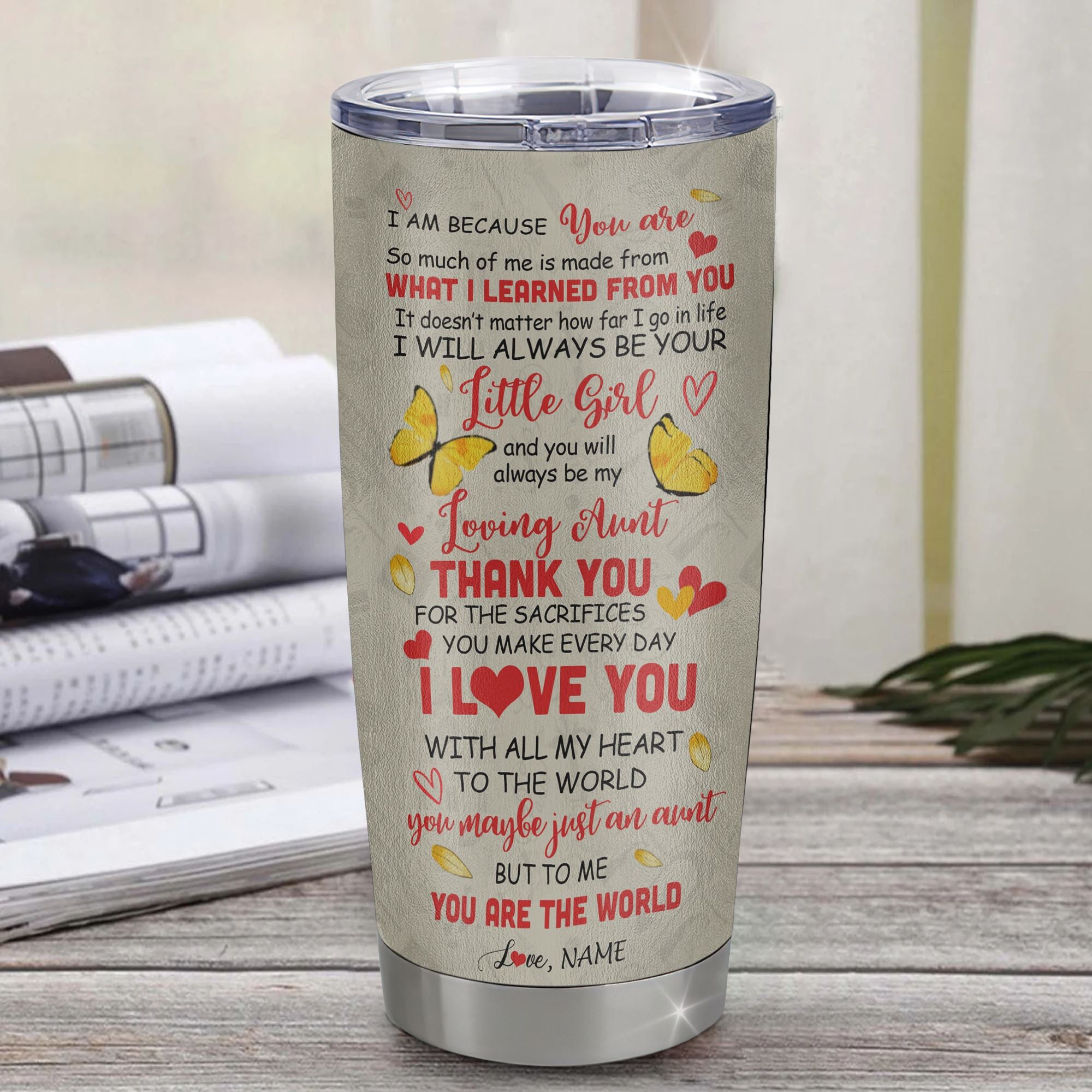 Personalized To My Aunt Tumbler From Niece Stainless Steel Cup Thank You Dancing Sunflower Aunt Birthday Mothers Day Thanksgiving Christmas Travel Mug | siriusteestore