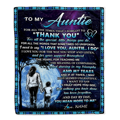 Personalized To My Auntie Blanket From Nephew Thank You Day By Day Auntie Birthday Mothers Day Thanksgiving Christmas Customized Bed Fleece Blanket | siriusteestore