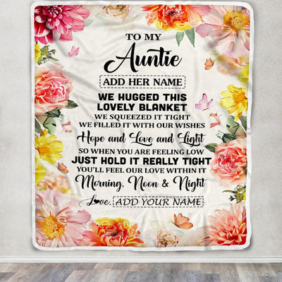 Personalized To My Auntie Blanket From Niece Floral We Hugged This Lovely Auntie Birthday Gifts Mothers Day Christmas Customized Fleece Throw Blanket | siriusteestore