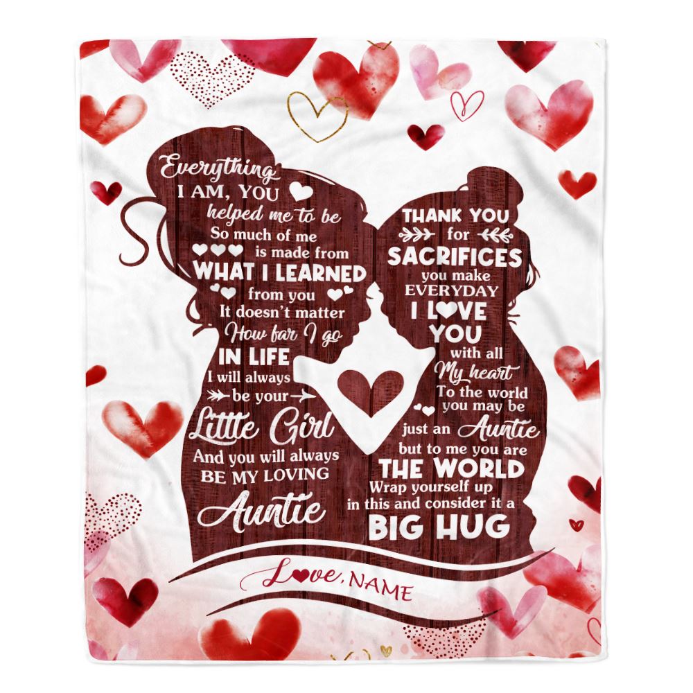Personalized To My Auntie Blanket From Niece I Love You With All My Heart Thank You Auntie Birthday Mothers Day Christmas Customized Fleece Throw Blanket | siriusteestore