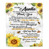 Personalized To My Auntie Blanket From Niece Nephew Sunflower Thank You I Love You Auntie Birthday Mothers Day Christmas Customized Gift Fleece Blanket | siriusteestore