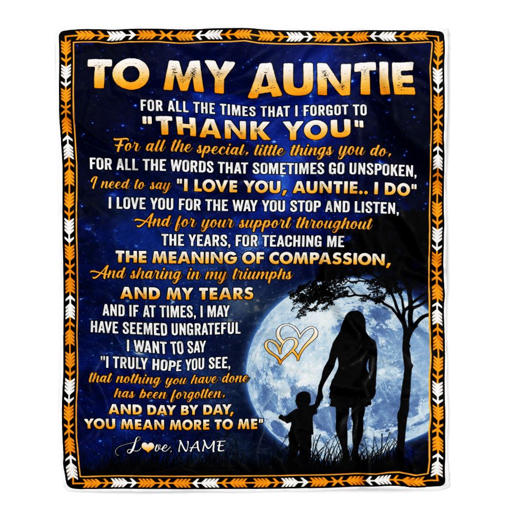 Personalized To My Auntie Blanket From Niece Nephew Thank You Grateful Love Auntie Birthday Mothers Day Christmas Customized Gift Fleece Throw Blanket | siriusteestore
