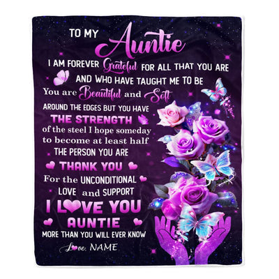 Personalized To My Auntie Blanket From Niece Thank You For Love Butterfly Auntie Birthday Mothers Day Thanksgiving Christmas Customized Gift Fleece Blanket | siriusteestore