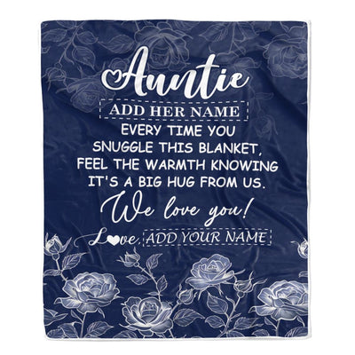 Personalized To My Auntie Gifts Blanket From Niece Nephew Blue Flower Love You Birthday Gifts For Auntie Mothers Day Christmas Auntie Fleece Throw Blanket | siriusteestore
