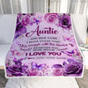 Personalized To My Auntie Gifts Blanket From Niece Nephew Purple Floral Birthday Gifts For Auntie Mothers Day Thanksgiving Christmas Custom Fleece Blanket | siriusteestore