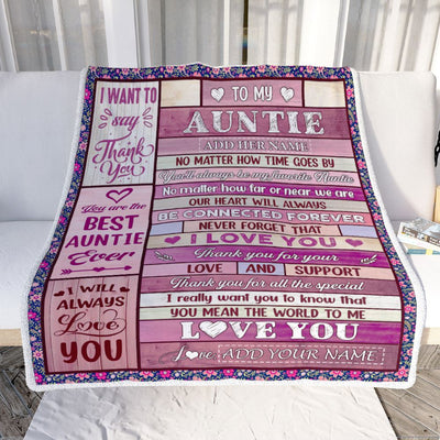 Personalized To My Auntie Gifts Blanket From Niece Nephew Wood My Favorite Auntie Birthday Gifts Mothers Day Christmas Customized Fleece Throw Blanket | siriusteestore