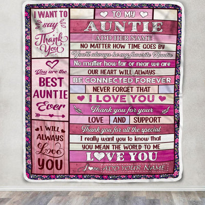 Personalized To My Auntie Gifts Blanket From Niece Nephew Wood My Favorite Auntie Birthday Gifts Mothers Day Christmas Customized Fleece Throw Blanket | siriusteestore
