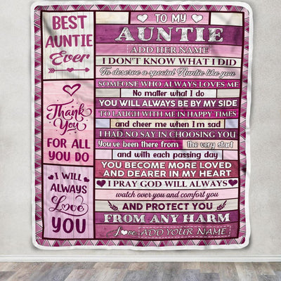 Personalized To My Auntie Gifts Blanket From Niece Nephew Wood Thank You For All Gifts For Auntie Mothers Day Birthday Christmas Customized Fleece Blanket | siriusteestore