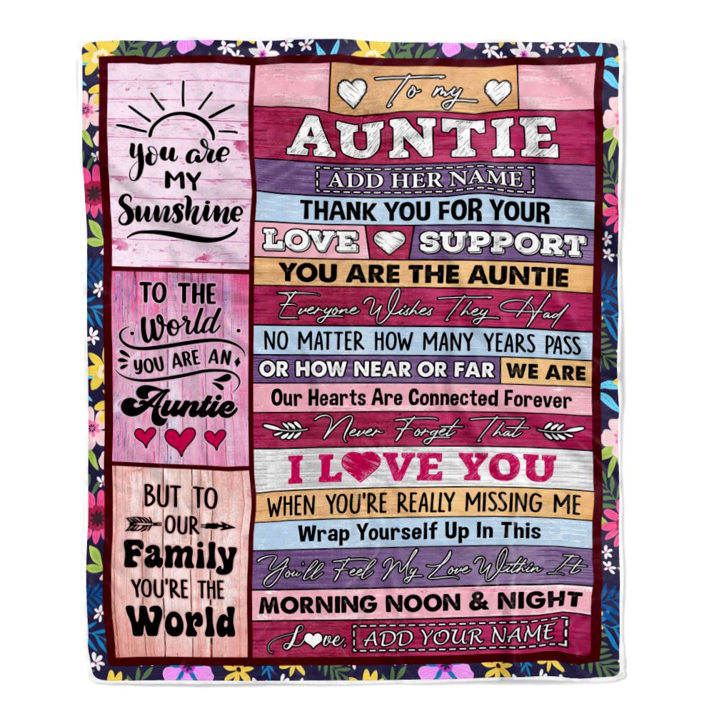 Personalized To My Auntie Gifts Blanket From Niece Nephew Wood You Are The Auntie Birthday Gifts Mothers Day Christmas Customized Fleece Throw Blanket | siriusteestore