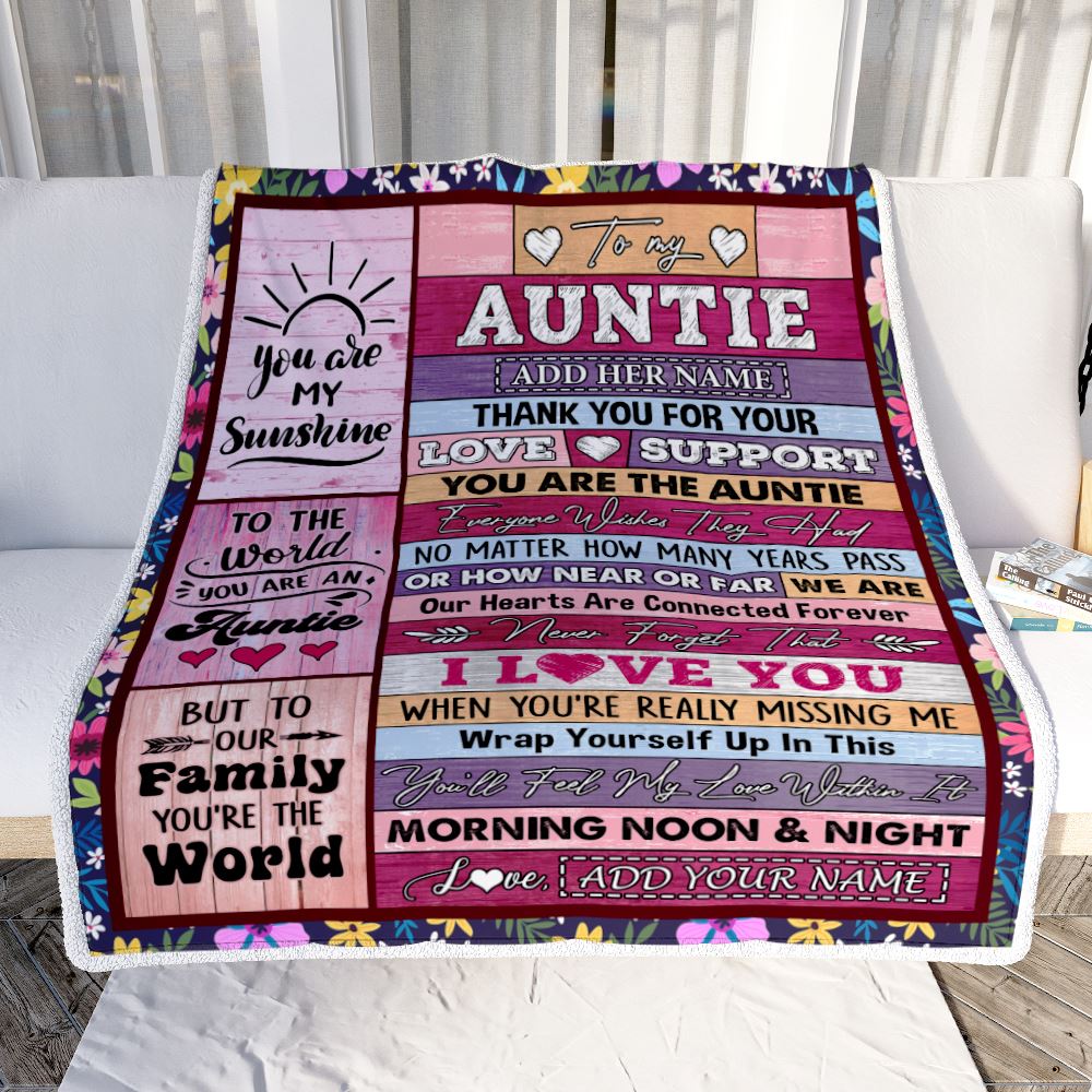Personalized To My Auntie Gifts Blanket From Niece Nephew Wood You Are The Auntie Birthday Gifts Mothers Day Christmas Customized Fleece Throw Blanket | siriusteestore