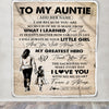 Personalized To My Auntie Gifts Blanket From Niece Thank You My Hero Auntie Birthday Gift Mothers Day Thanksgiving Christmas Customized Fleece Throw Blanket | siriusteestore