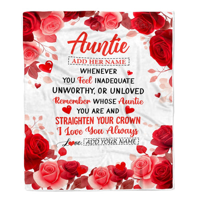 Personalized To My Auntie Gifts From Niece Nephew Blanket Rose Flower Anniversary Birthday Gifts Auntie Mothers Day Thanksgiving Christmas Fleece Blanket | siriusteestore