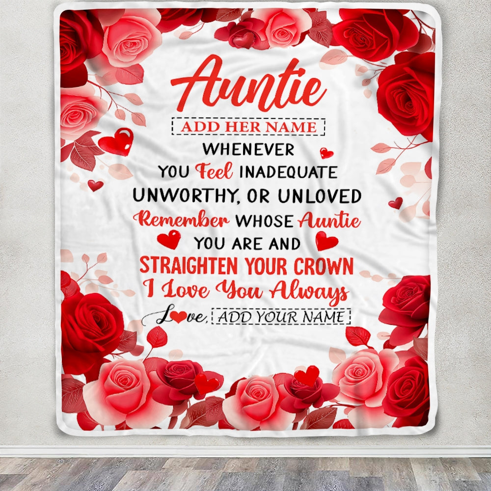 Personalized To My Auntie Gifts From Niece Nephew Blanket Rose Flower Anniversary Birthday Gifts Auntie Mothers Day Thanksgiving Christmas Fleece Blanket | siriusteestore