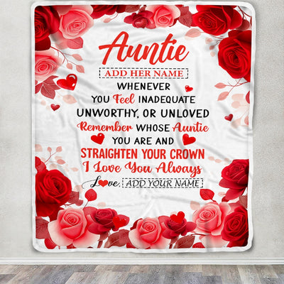 Personalized To My Auntie Gifts From Niece Nephew Blanket Rose Flower Anniversary Birthday Gifts Auntie Mothers Day Thanksgiving Christmas Fleece Blanket | siriusteestore