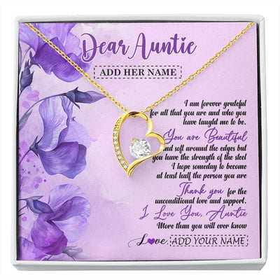 Forever Love Necklace 18K Yellow Gold Finish | 1 | Personalized To My Auntie Gifts From Niece Nephew Necklace Flower You Are Beautiful Gifts For Auntie Mothers Day Birthday Christmas Gift Box Message Card | siriusteestore.myshopify