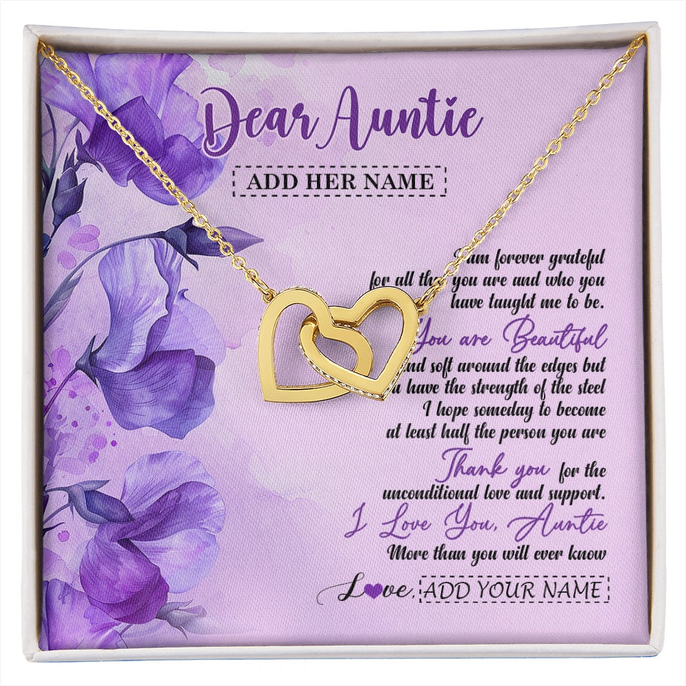 Interlocking Hearts Necklace 18K Yellow Gold Finish | 1 | Personalized To My Auntie Gifts From Niece Nephew Necklace Flower You Are Beautiful Gifts For Auntie Mothers Day Birthday Christmas Gift Box Message Card | siriusteestore.myshopify