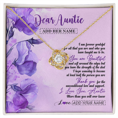Love Knot Necklace 18K Yellow Gold Finish | 1 | Personalized To My Auntie Gifts From Niece Nephew Necklace Flower You Are Beautiful Gifts For Auntie Mothers Day Birthday Christmas Gift Box Message Card | siriusteestore.myshopify