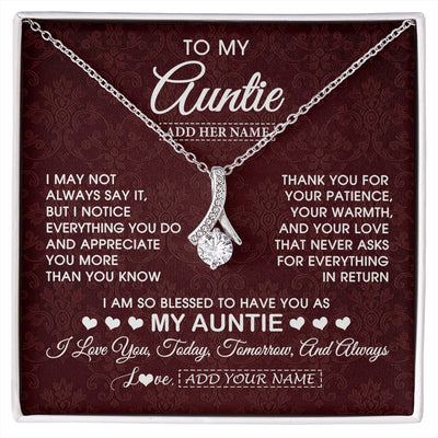 Alluring Beauty Necklace 14K White Gold Finish | 1 | Personalized To My Auntie Gifts From Niece Nephew Necklace Meaningful Jewelry Pendant Gifts For Auntie Mothers Day Birthday Christmas Gift Box Message Card | https://siriusteestore.